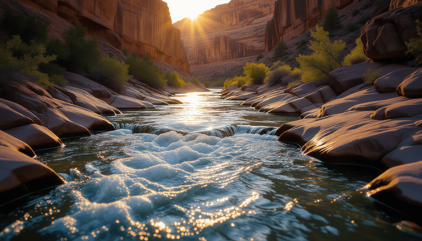 Sunlight glints off a river’s surface, revealing distinct tributaries converging into a single, powe